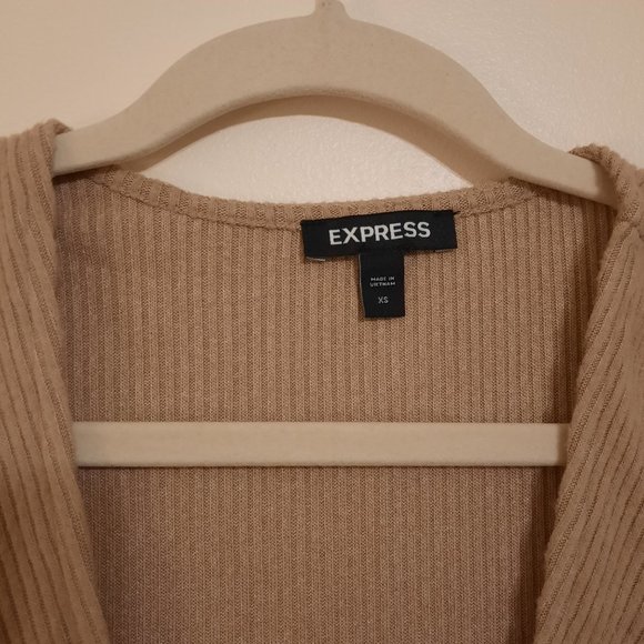 Express long sleeve beige faux wrap top - Picture 2 of 5